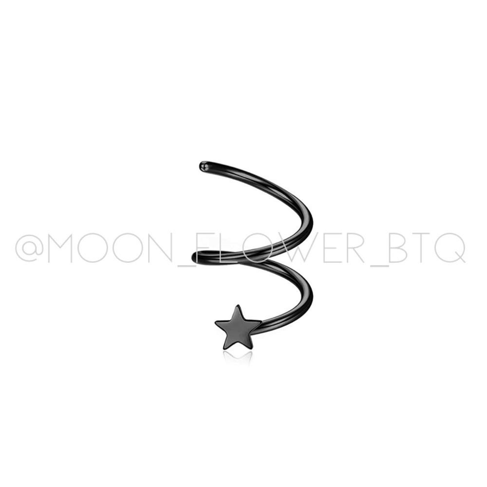 Black Star Helix Cuff Wrap Earring